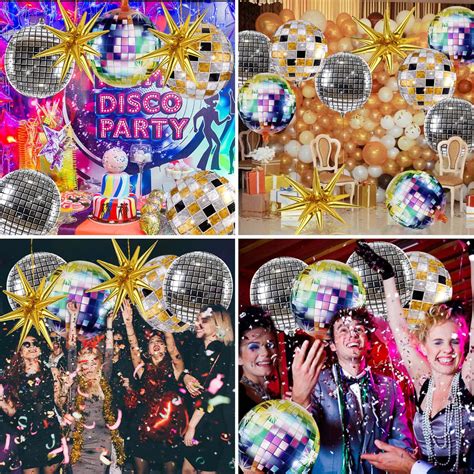 Getuscart Pcs Disco Ball Balloons Huge Gold Explosion Star