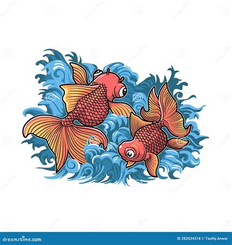 Gold Fish Vector Illustratin T Shirt Design Stock Vector Illustration