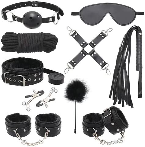 Pcs Set Rope Bondage Suit Handcuffs Set Blindfold Paddle Nipple Clamps Metal Anal Plug Adult