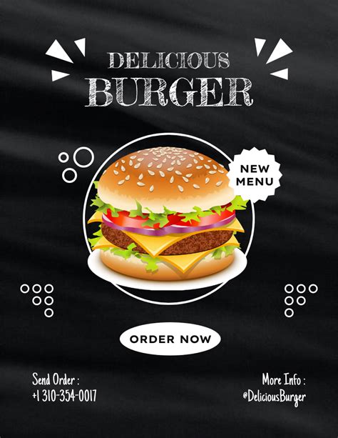 New Delicious Burger Menu Flyer Template Venngage