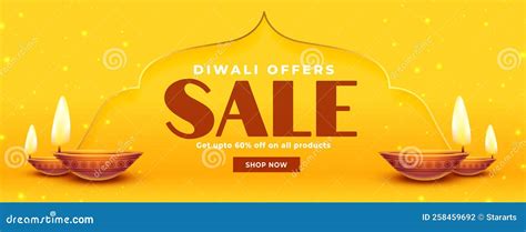 Shubh Diwali Sale And Offer Banner With Glowing Diya Design Stock