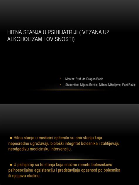 PDF Hitna Stanja U Psihijatriji Vezana Uz Alkoholizam DOKUMEN TIPS