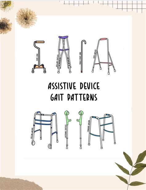 Gait Patterns Assistive Device Weight Bearing Status Study Etsy