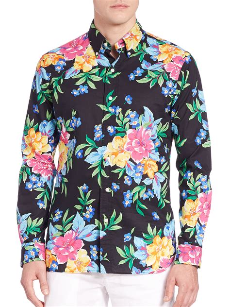 Lyst Polo Ralph Lauren Floral Poplin Shirt In Green For Men