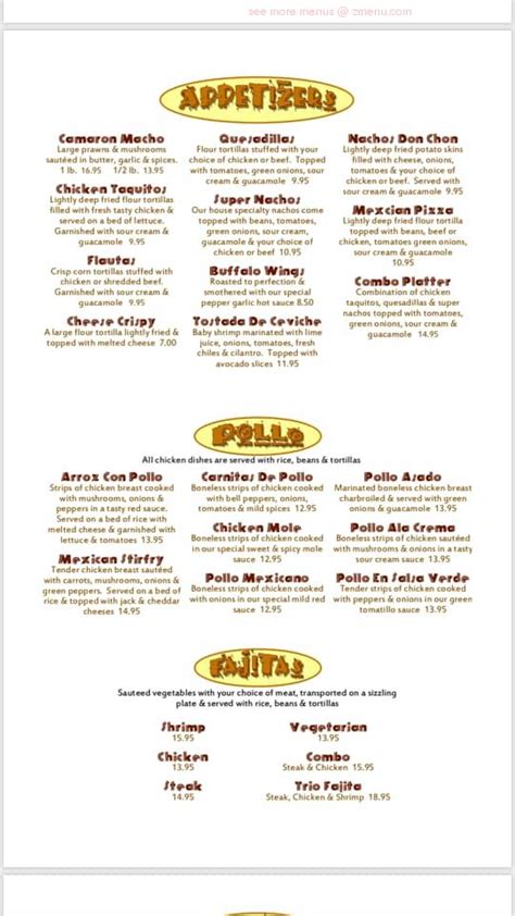 Menu at Sol De Mexico restaurant, Reedsport, Winchester Ave