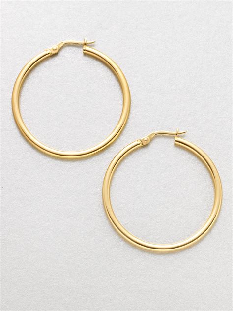 Roberto Coin 18k Yellow Gold Hoop Earrings 1 4 In Metallic Lyst