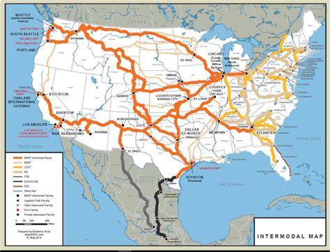 freight rail map maps    printable map  usa