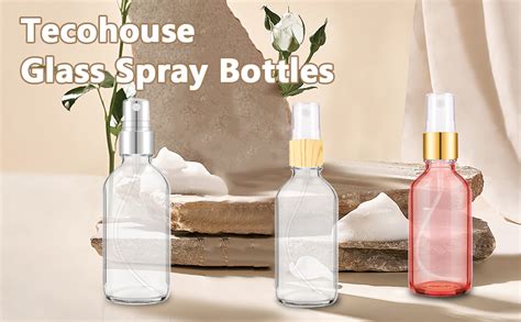 Tecohouse Small Glass Spray Bottles 4 Oz Fine Mist Empty Refillable Spray Bottle