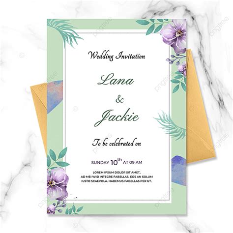 White Green Border Invitation Watercolor Plant Template Download on Pngtree