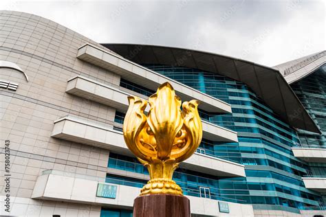 Hong Kong July 22 2019 Golden Bauhinia Square In Hong Kong Golden