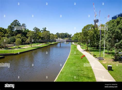 Parramatta River In The City Centre With Green Open Space On The