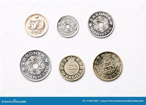 Danish Coins on a White Background Stock Photo - Image of danish, krone ...