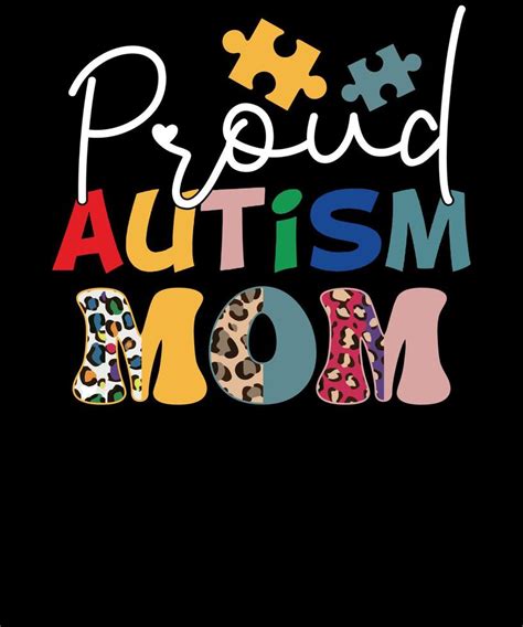 Proud Autism Mom Leopard Pattern Design Autism Awareness T Shirt Design