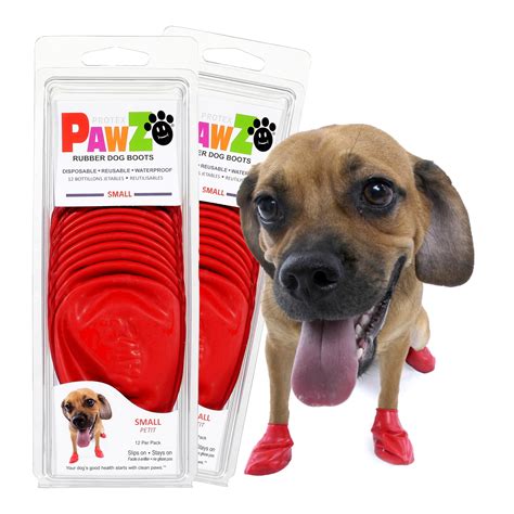 PawZ Rubber Dog Boots for Small Dogs 12pk x2, Small Red Dog Booties ...