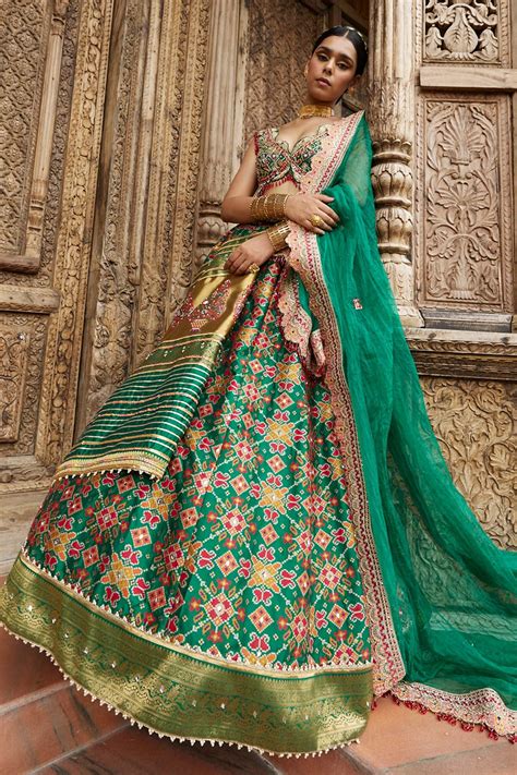 Buy Green Lehenga Silk And Embroidery Leaf Set For Women By Aditi