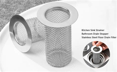 Resdenio Bathroom Sink Drain Strainer Stainless Steel 2 Pack Floor