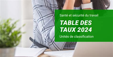 Table des taux 2024 unités de classification CNESST UPA