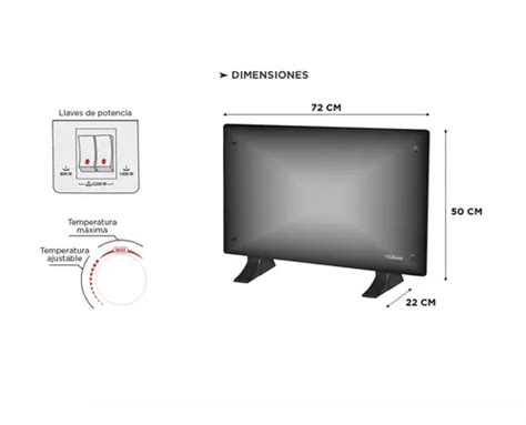 Calefactor Panel De Vidrio Liliana 2200w Color Negro En Venta En