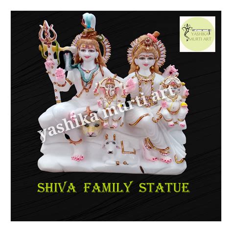 Painted Hindu Marble Gauri Shankar Statue For Worship Size Inch