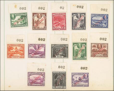 British Guiana Pictorial Issue Specimen Stamps C To