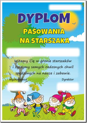 Dyplom Pasowania na Starszaka wzór 22 SzkolneNaklejki pl