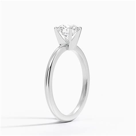 K White Gold Mm Six Prong Petite Comfort Fit Solitaire Ring