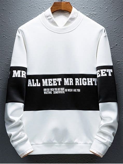 Color Block Splicing Letter Graphic Print Sweatshirt Graphic Print