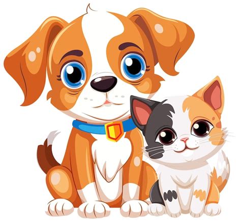 Free Vector | Cute dog and cat friend