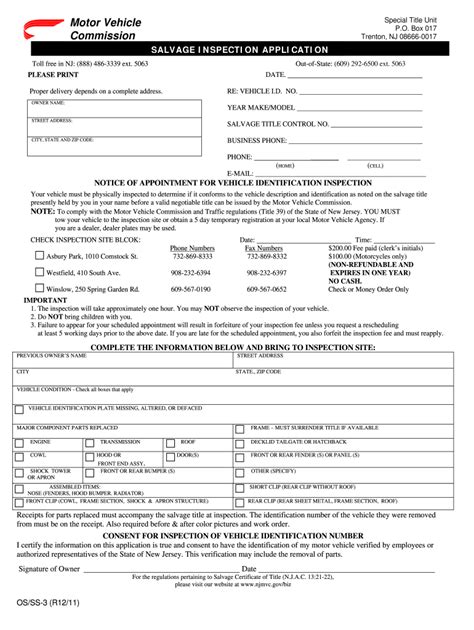 2011 Form NJ MVC OS SS 3 Fill Online Printable Fillable Blank