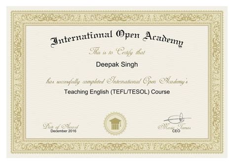 International Open Academy 150 Hour Tesol Tefl Diploma Deepak Danny Singh Pdf