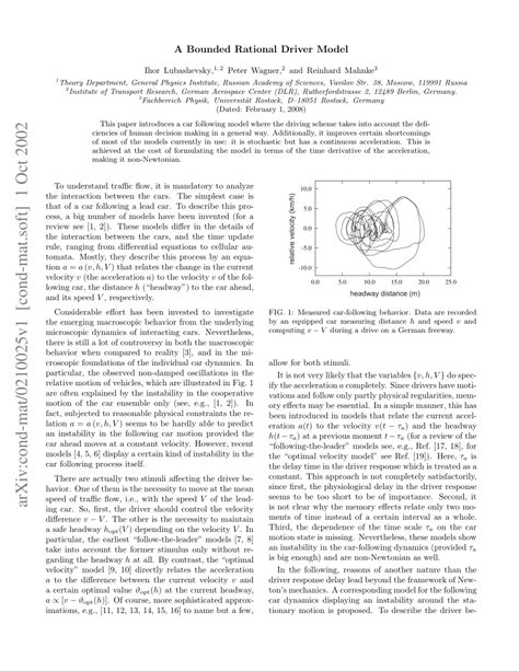 bounded rational driver model