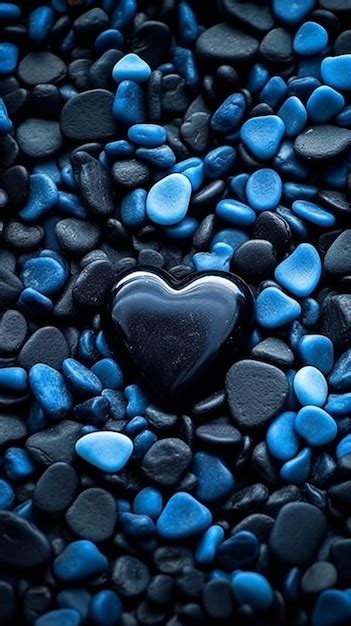 Premium Photo A Close Up Of A Heart Shaped Stone On A Pile Of Black Rocks Generative Ai