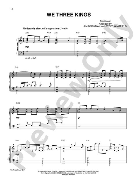 We Three Kings Piano Vocal Jim Brickman Digital Sheet Music Download