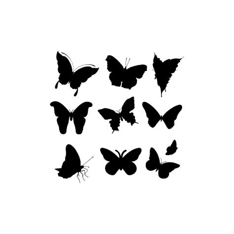 Flying Butterfly Set Silhouette Icon 16348313 Vector Art At Vecteezy