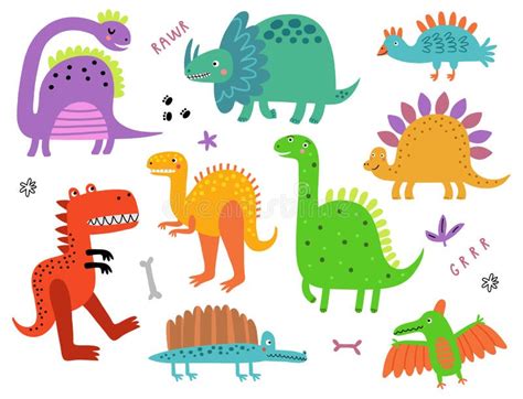 Personaje De Dibujos Animados De Lindos Dinosaurios Con Diseño De Tipos