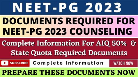 NEET PG 2023 Documents Required For AIQ 50 State Quota Counseling