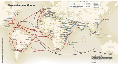 Mapa da diáspora africana do início do século XVII até 1873 Fonte A