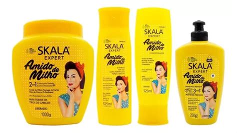 Skala Kit Amido Milho Máscara Shampoo Enjuague Crema Peinar