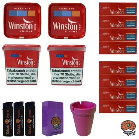 WINSTON RED ROT VOLUMENTABAK Giant Box 4x 195g 2000 Extra Hülsen uvm