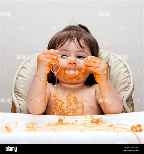 Baby Girl Covered In Food Hi Res Stock Photography And Images Alamy