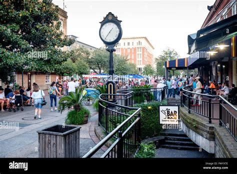 City Market and old clock, Savannah, Georgia, USA Stock Photo - Alamy