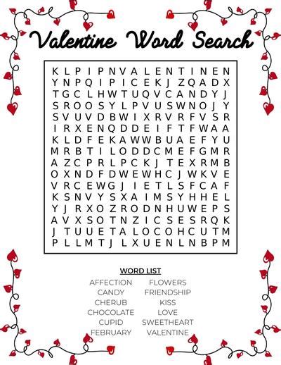 7 Free Printable Valentine Word Searches For Kids