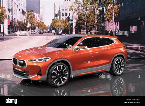 View of world premiere of BMW X2 concept SUV at Paris Motor Show 2016 ...