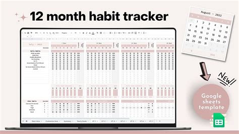 Habit Tracker Template Google Sheets Template Productivity 12