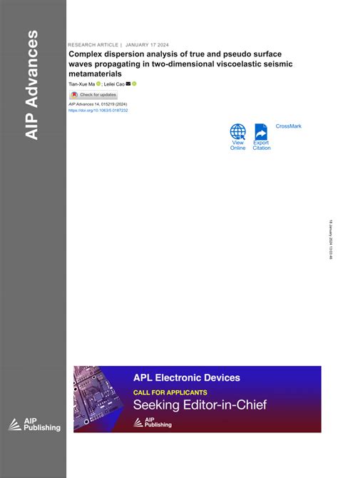 Pdf Complex Dispersion Analysis Of True And Pseudo Surface Waves