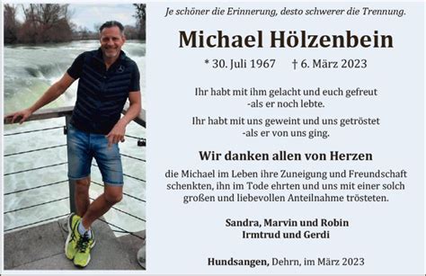 Traueranzeigen von Michael Hölzenbein vrm trauer de