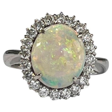 Set In Platinum Australian Opal And Diamonds Wedding Or Engagement