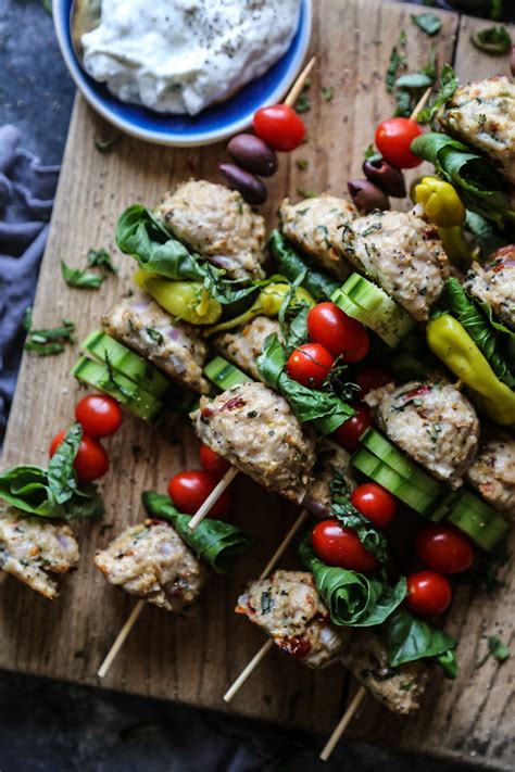 Mediterranean Chicken Meatball Skewers Climbing Grier Mountain