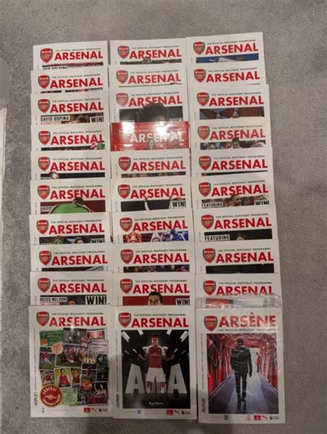 COMPLETE SEASON OF Arsenal Home Programmes 2017 18 With Folders 1 00