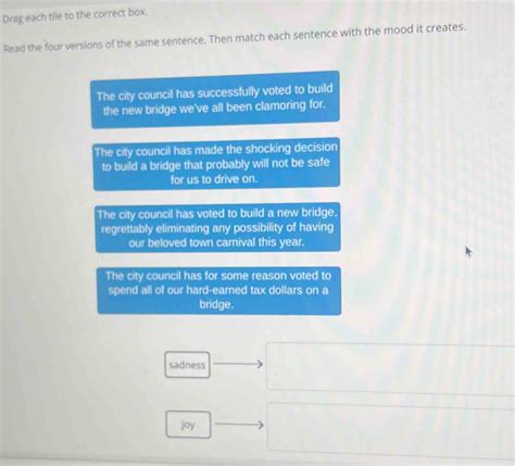 Solved Drag Each Tile To The Correct Box Read The Four Versions Of